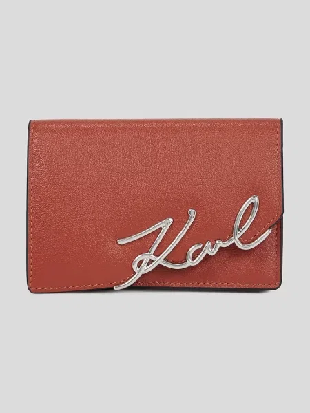 Karl Lagerfeld Δερμάτινο πορτοφόλι K/SIGNATURE κόκκινο