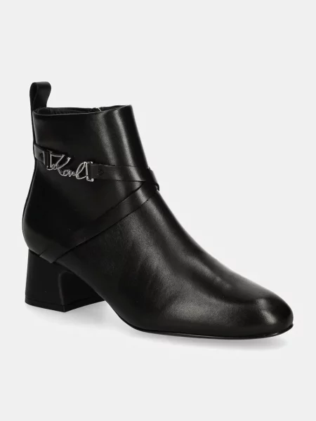 Kožené členkové topánky Karl Lagerfeld BONNIE čierna