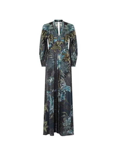 Sukienka Temperley London z cekinami w kwiatki niebieska