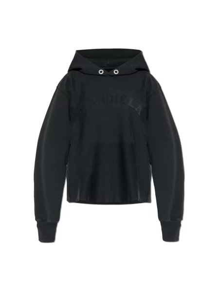 Bluza z kapturem Maison Margiela z kapturem z logo czarna
