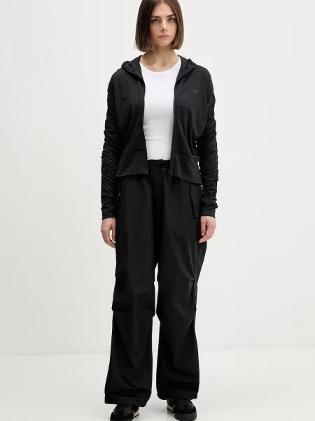 Кофта adidas Originals Ruched з капюшоном однотонна чорний