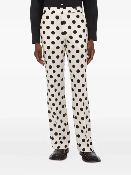 Pantaloni Moschino de lână cu buline alb