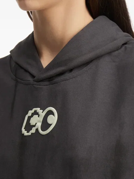 Hoodie Mini Cream με σχέδιο γκρι