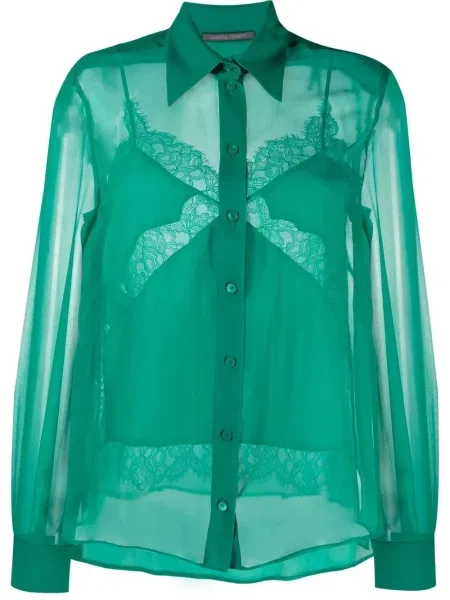 Cămașă Alberta Ferretti de mătase verde