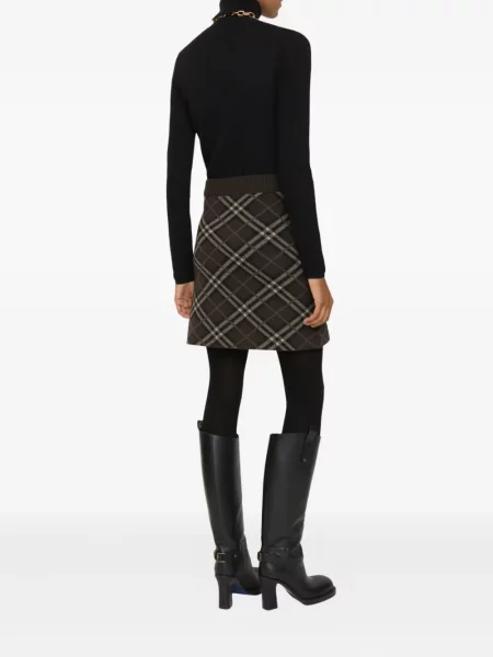 Fusta mini Burberry în carouri maro