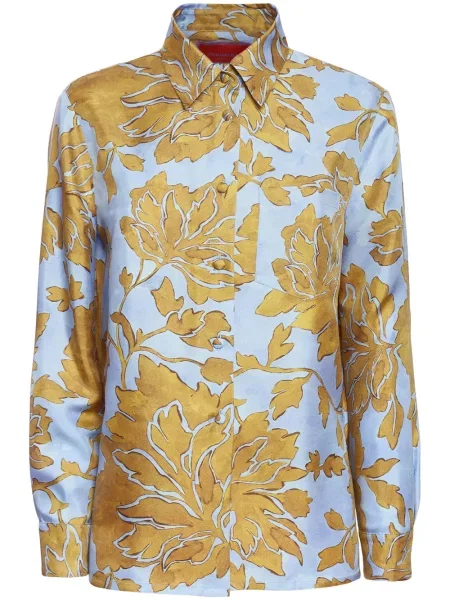 Cămașă La Doublej de mătase cu model floral cu imagine galben