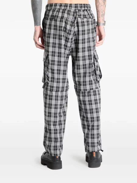 Pantaloni cargo Wasted în carouri negru