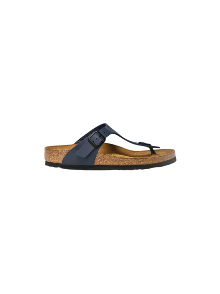 Klapki Birkenstock skórzane niebieskie