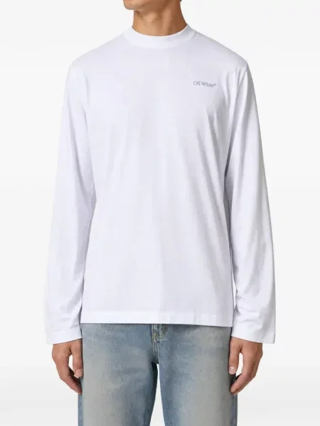 Lung tricou Off-white cu imagine alb