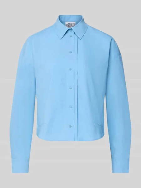 Bluzka koszulowa o kroju regular fit z przedłużonym tyłem Jake*s Studio Woman błękitna