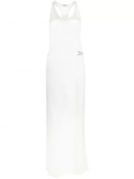 Salopetă Fendi din satin fără mâneci alb