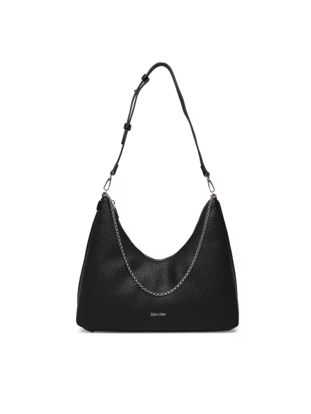 Rankinė Calvin Klein Emblem Hw Pebble Shoulder Bag juoda