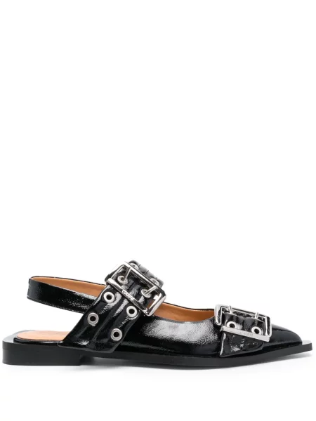 Balerini Ganni cu picior lat negru