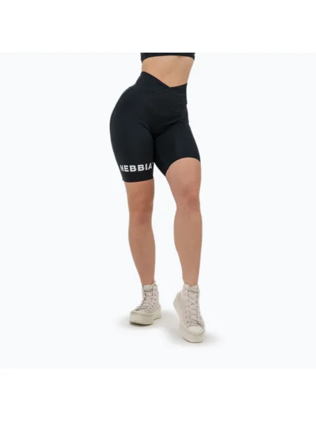 Дамски къси панталони за обучение NEBBIA 9″ Snatched High Waisted black черно