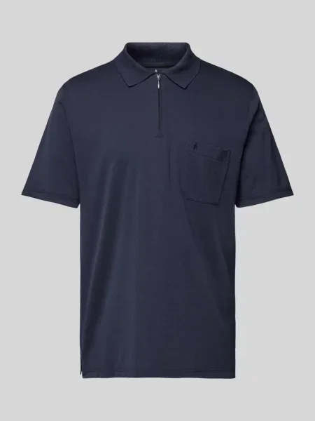 Koszulka polo o kroju regular fit z kieszenią na piersi Ragman granatowe