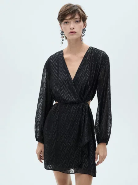 MANGO Rochie Lucky / argintiu negru