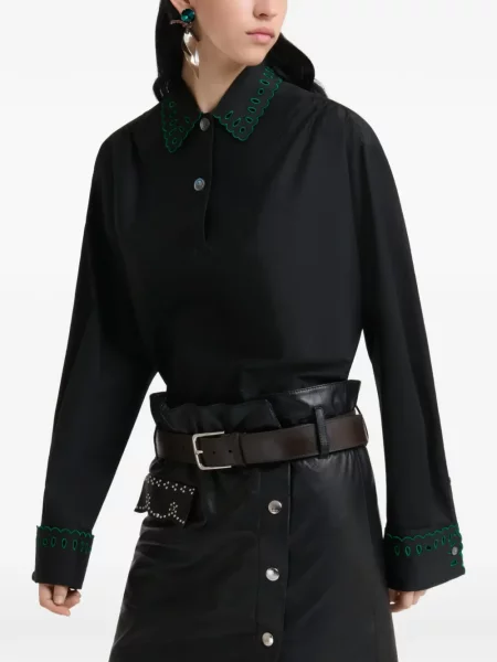 Cămașă Marni cu broderie din poplin negru