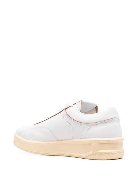 Šněrovací kožené tenisky Jil Sander bílé