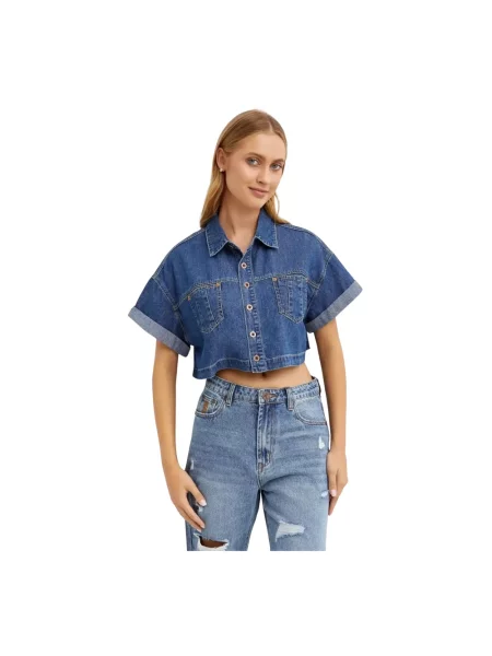 Bluzka One Teaspoon kopertowa niebieska