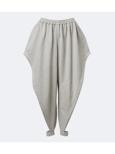 Pantaloni Alaïa din fleece cu volane conici gri