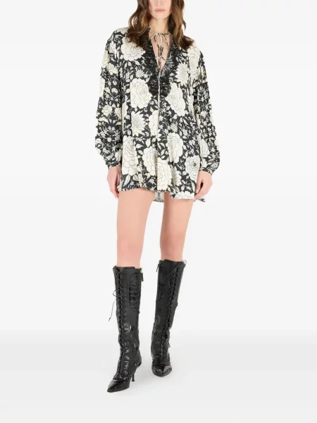 Rochie mini Roberto Cavalli cu model floral cu imagine de costum