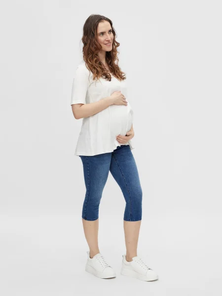 MAMALICIOUS Jeans SARNIA albastru denim / deschis gri