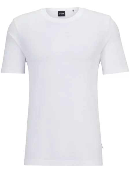 Tricou Boss din jacard cu autograf alb