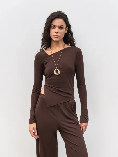 Лонгслів Romashka Вердес віскоза/нейлон коричневий