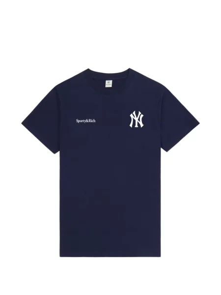 Tricou Sporty & Rich cu decolteu rotund cu autograf albastru