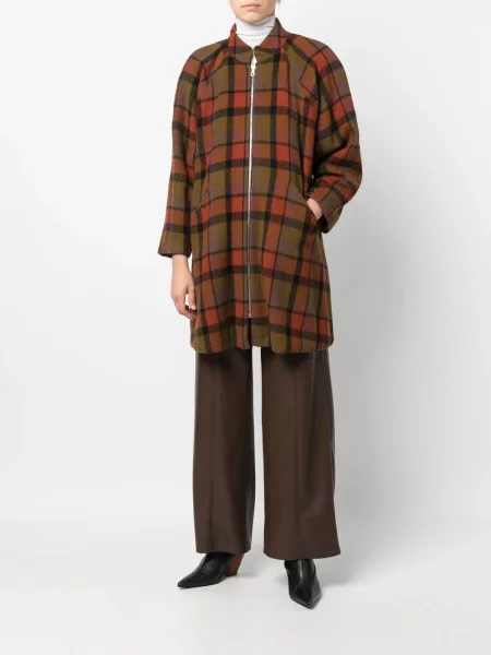 Kostkovaný retro stehno kabát A.n.g.e.l.o. Vintage Cult oranžový