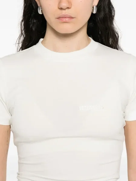 Къс топ Vetements с кръгло деколте бяло