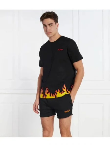 Hugo Pizsama HUGO Flames ShortSet fekete