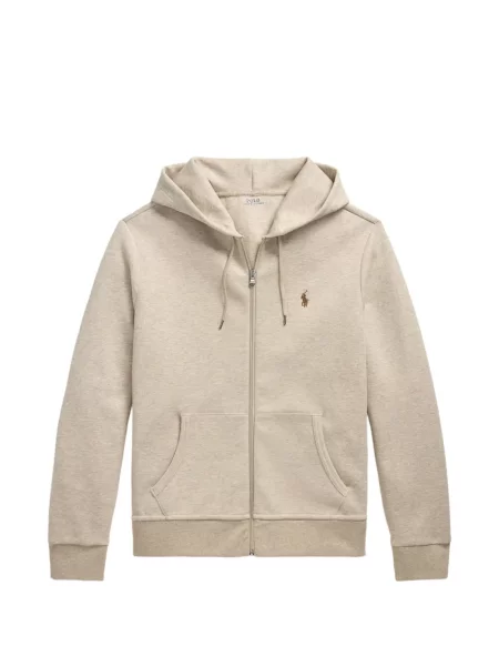 Tricou polo Polo Ralph Lauren cu glugă cu blană cu broderie roșu