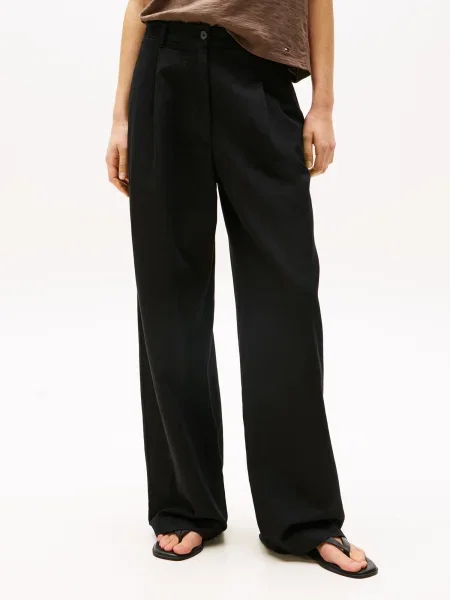 Tommy Hilfiger Pantaloni din Wide Leg negru