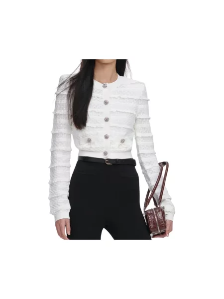 Dzianinowy kardigan Self-portrait biały