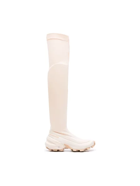 Lniane kozaki Mm6 Maison Margiela z logo białe