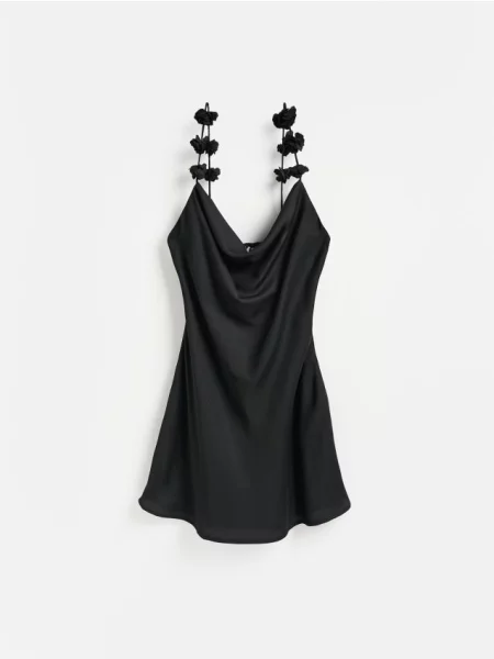 Reserved Rochie cu aplicație florală negru
