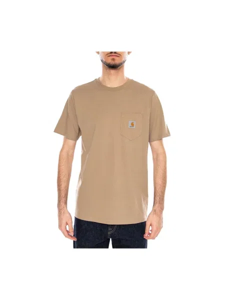 T-shirt w kroju regular fit z naszywką z logo Carhartt Work In Progress brązowa