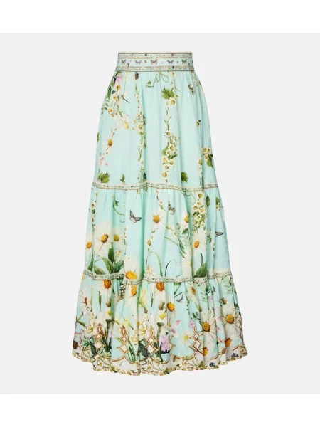 Fusta maxi Camilla de in cu model floral albastru