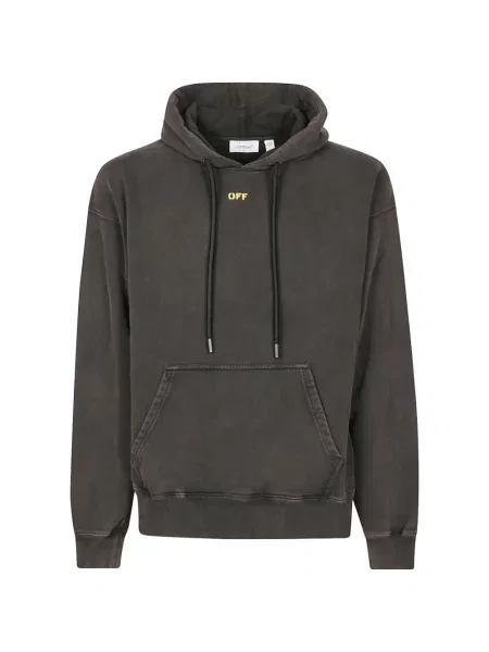 Hanorac cu glugă Off-white cu imagine alb