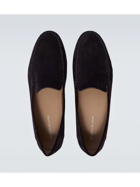 Pantofi loafer Manolo Blahnik din piele de căprioară albastru