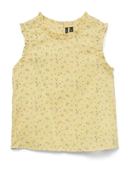 VERO MODA Bluză VMTRINE galben lămâie / verde alb