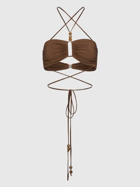 Ліф від купальника з намистинами Magda Butrym коричневий