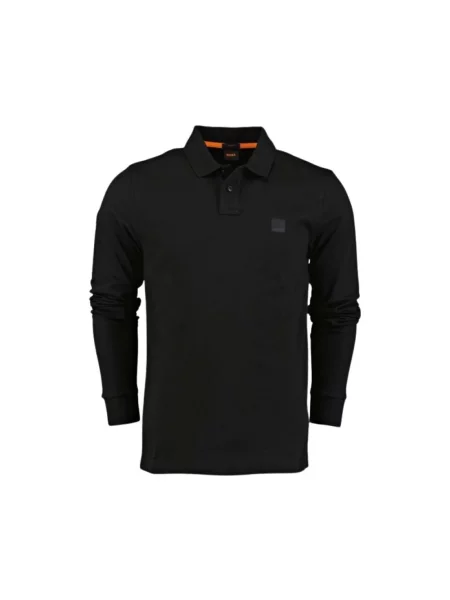 Koszulka polo Boss Orange z długim rękawem retro czarna