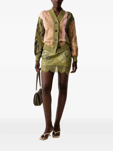 Πλεκτή ζακέτα Never Fully Dressed με σχέδιο paisley πράσινο