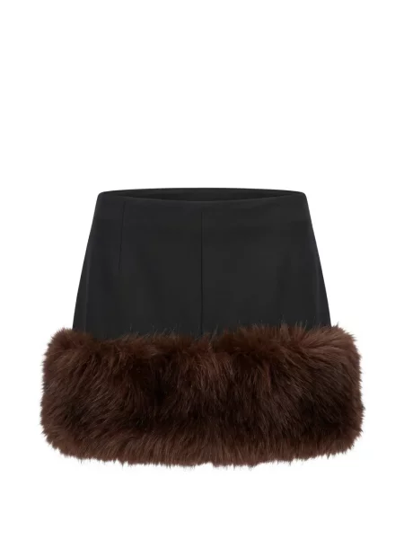 Garnitură de blană scurt fustă The Andamane cu blană negru