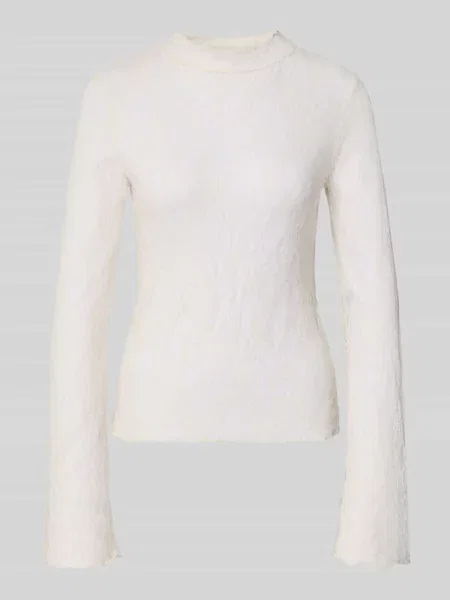 Bluzka o kroju slim fit w imitacji koronki Comma biała