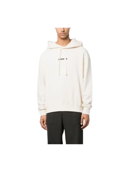 Bluza z kapturem Jil Sander z logo biała