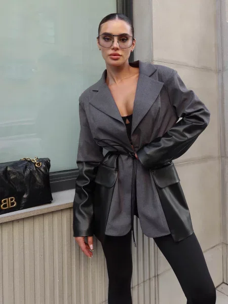Блейзер Jadone Fashion Ukorochenyi_Trench_Monro_hrafit графіт
