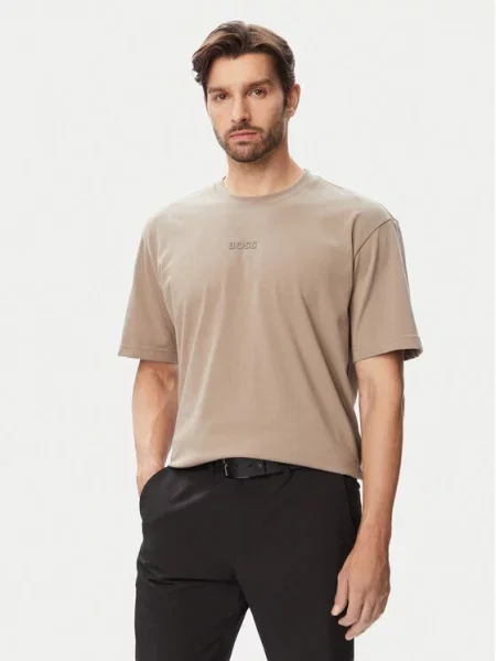BOSS Póló Tee 10 Relaxed Fit bézs